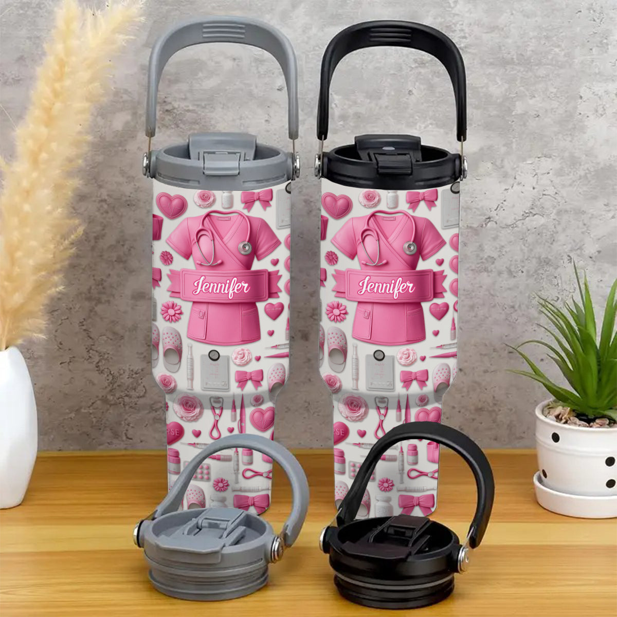 Le métier d'infirmière est un travail de cœur - Gobelet isotherme personnalisé avec poignée