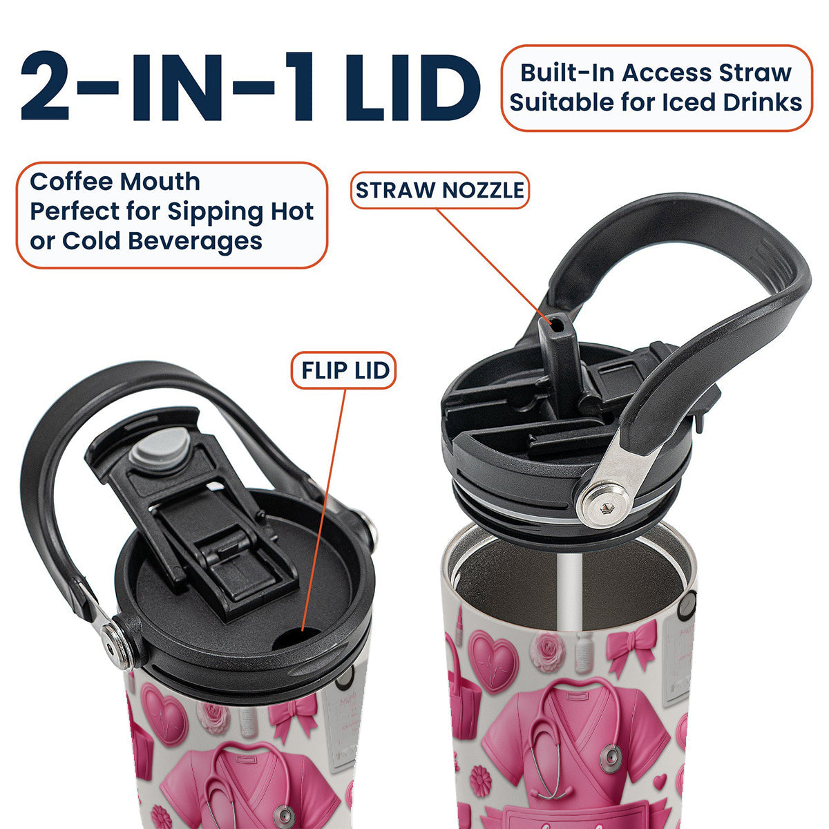 Le métier d'infirmière est un travail de cœur - Gobelet isotherme personnalisé avec poignée