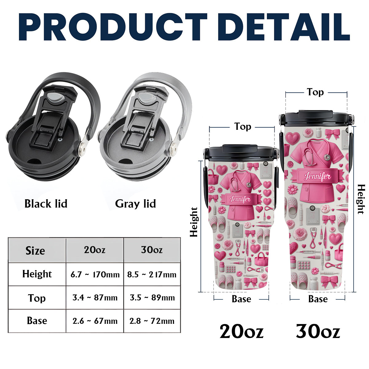 Le métier d'infirmière est un travail de cœur - Gobelet isotherme personnalisé avec poignée