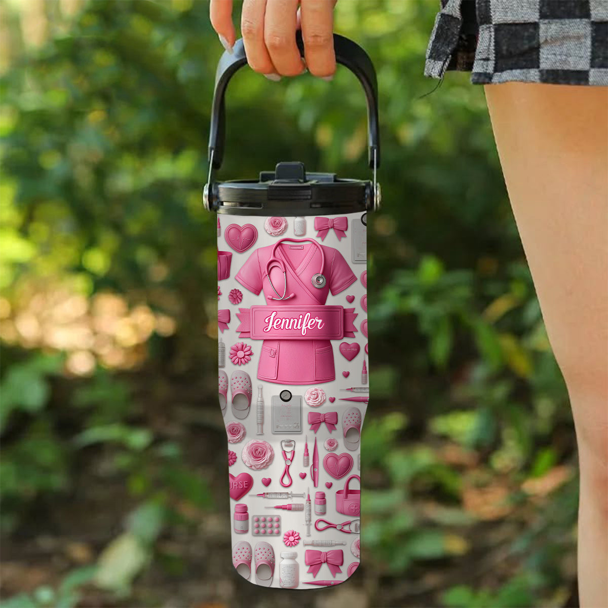 Le métier d'infirmière est un travail de cœur - Gobelet isotherme personnalisé avec poignée