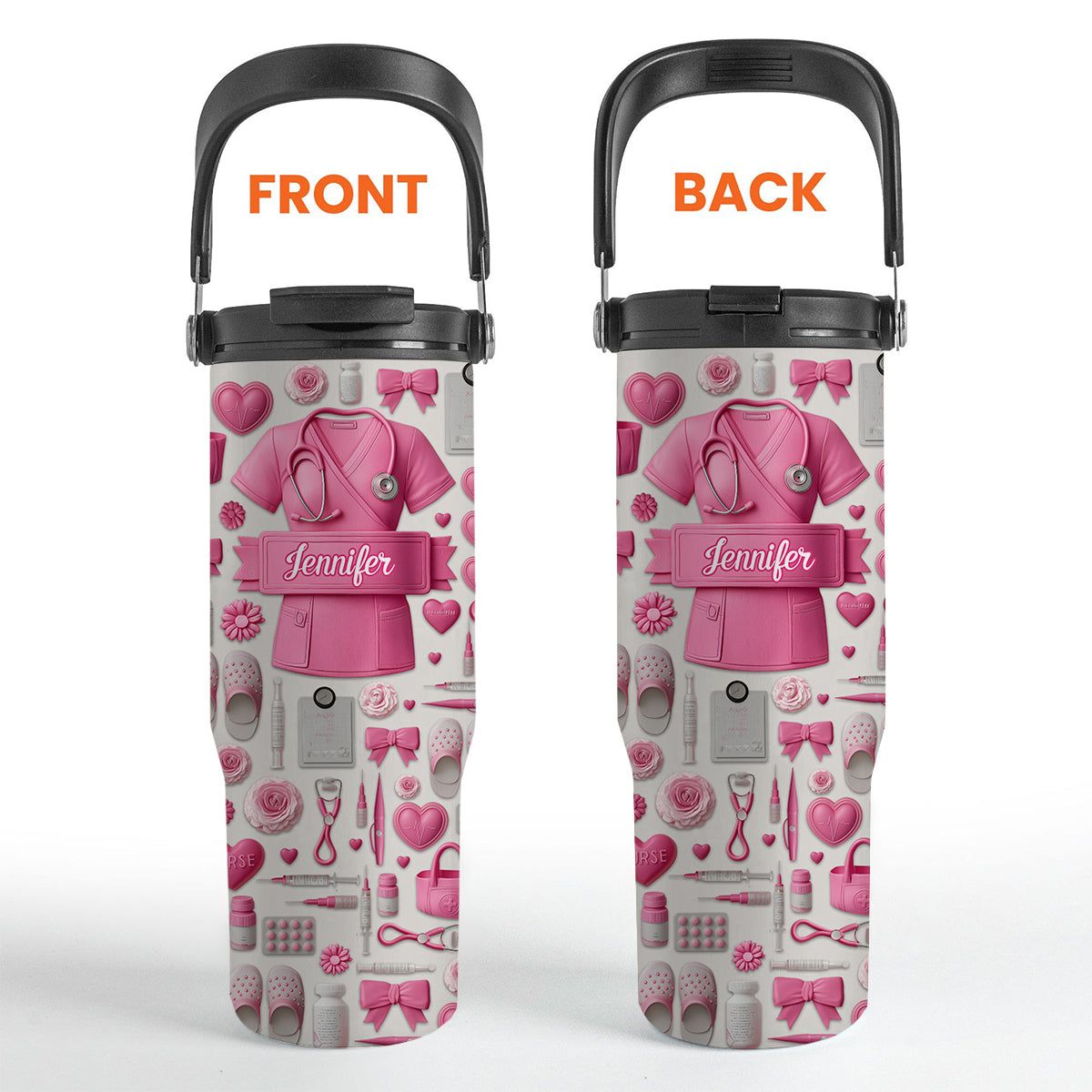 Le métier d'infirmière est un travail de cœur - Gobelet isotherme personnalisé avec poignée