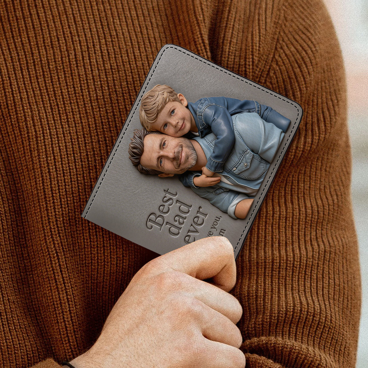 Photo Personnalisée - Portefeuille en Cuir pour Père