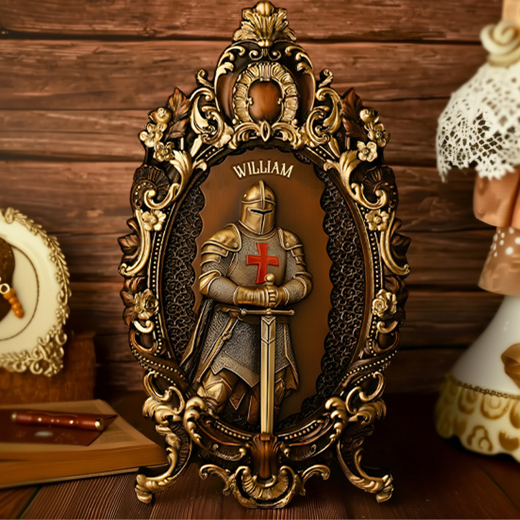 Knight Of God - Personalized Christian Custom Shaped Wood Plaque