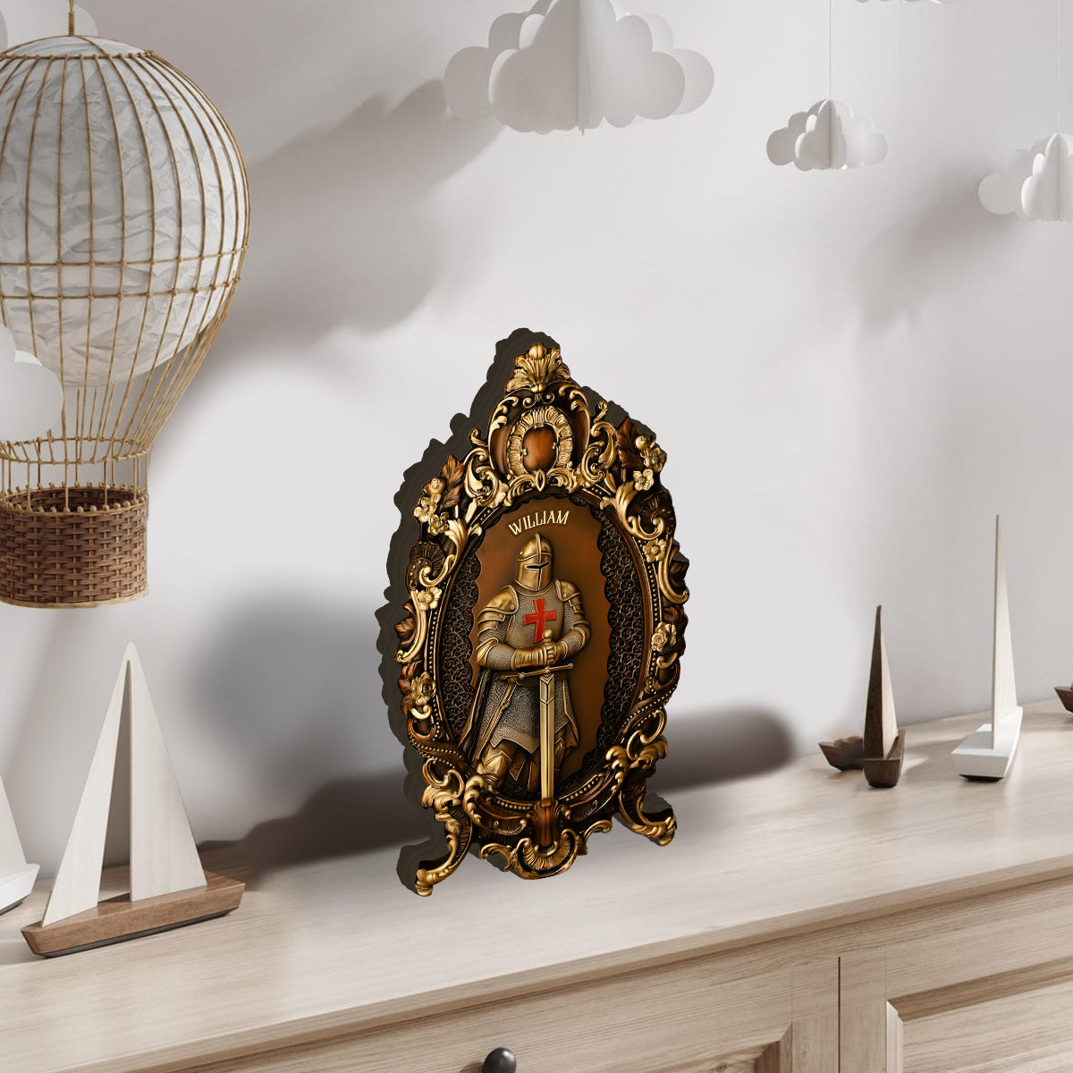 Knight Of God - Personalized Christian Custom Shaped Wood Plaque