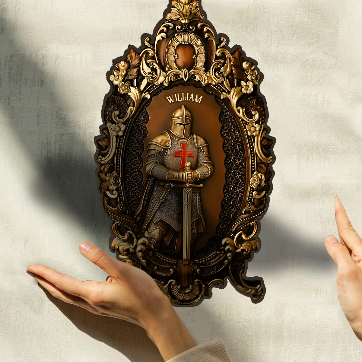 Knight Of God - Personalized Christian Custom Shaped Wood Plaque