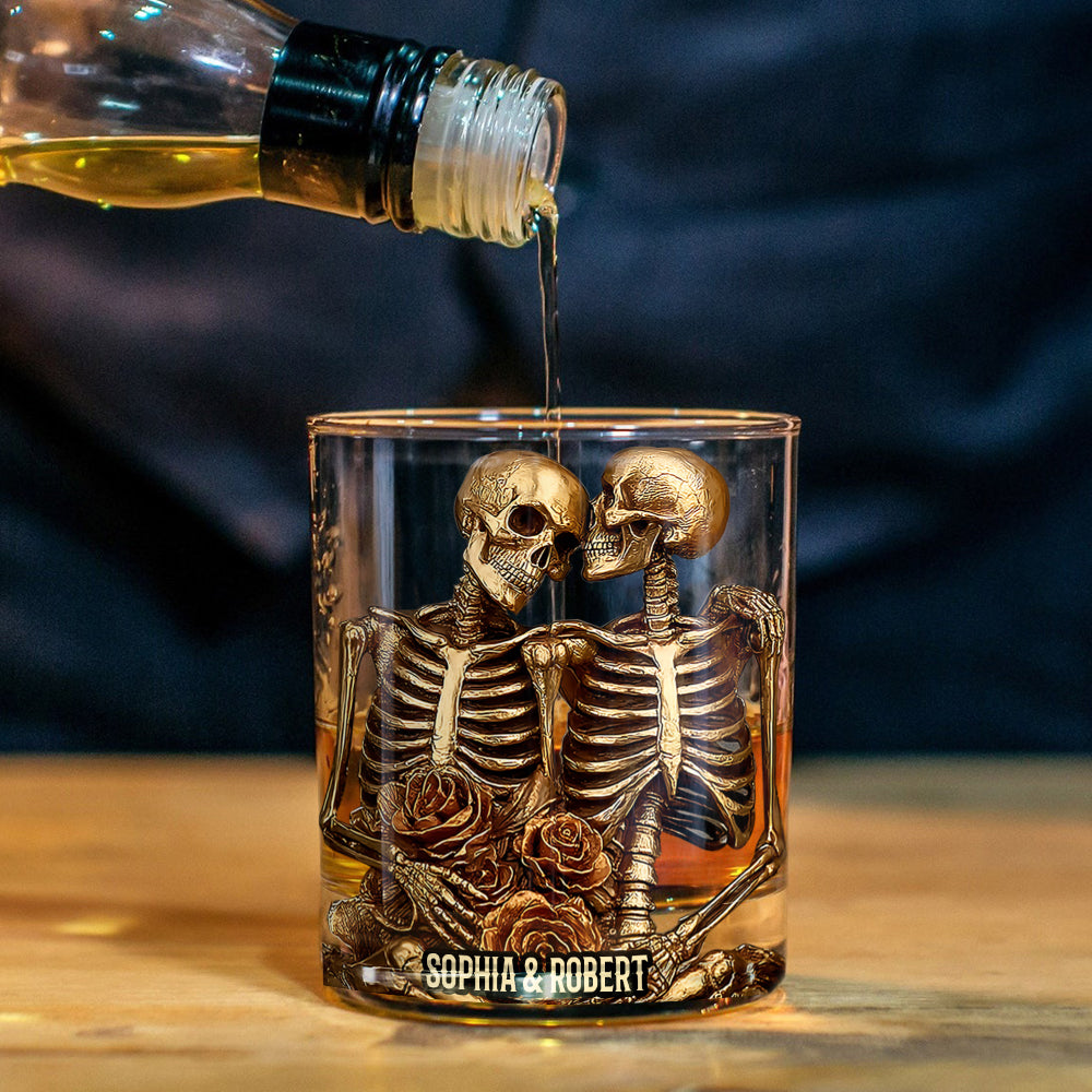 Couple Skeleton - Personalized Skull Whiskey Glass