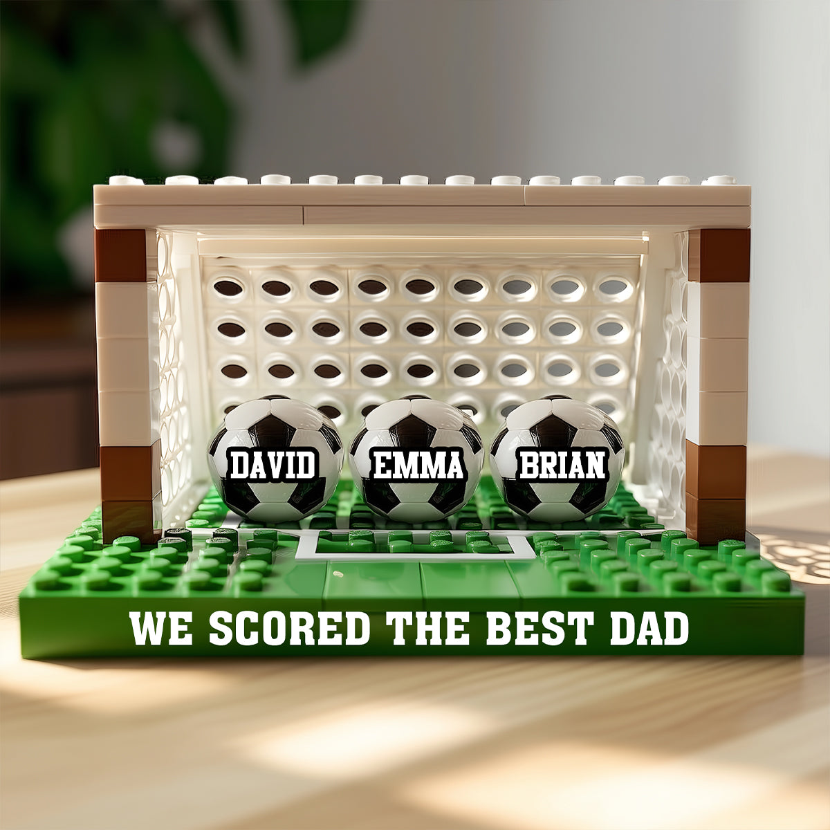 Papa footballeur/soccer - Plaque acrylique personnalisée en forme de ballon de football
