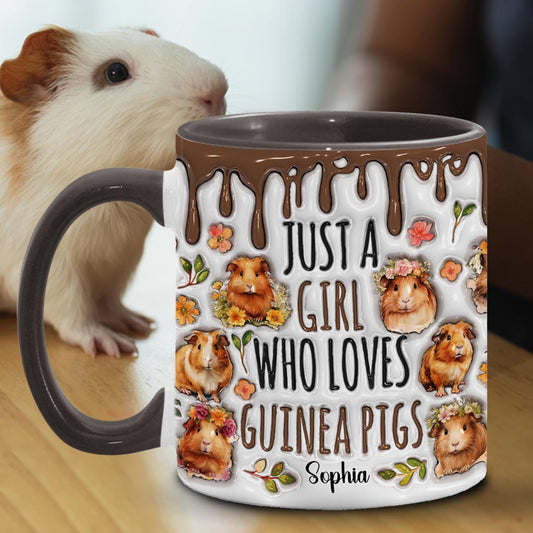 Mug personnalisé « Juste une fille qui adore les cochons d'Inde »