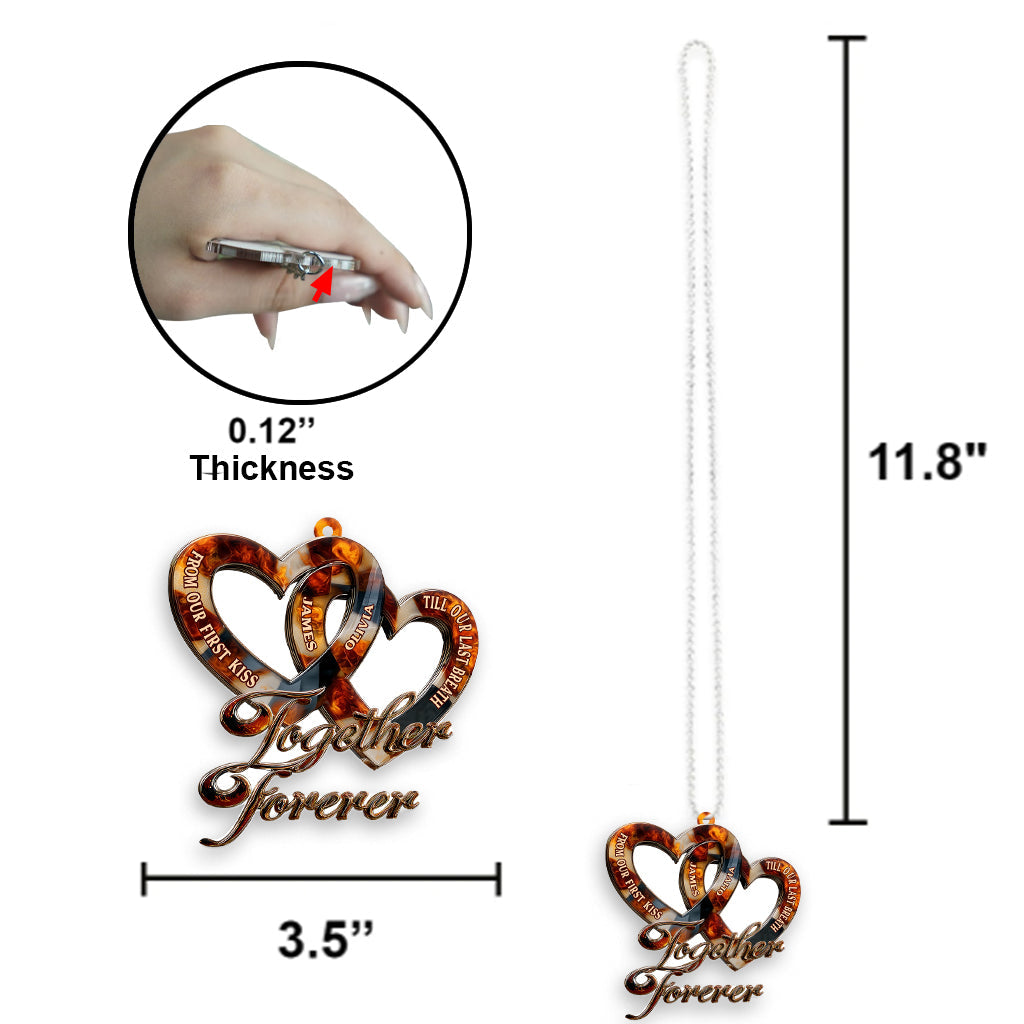 Ensemble pour toujours - Ornement de voiture transparent personnalisé pour couple