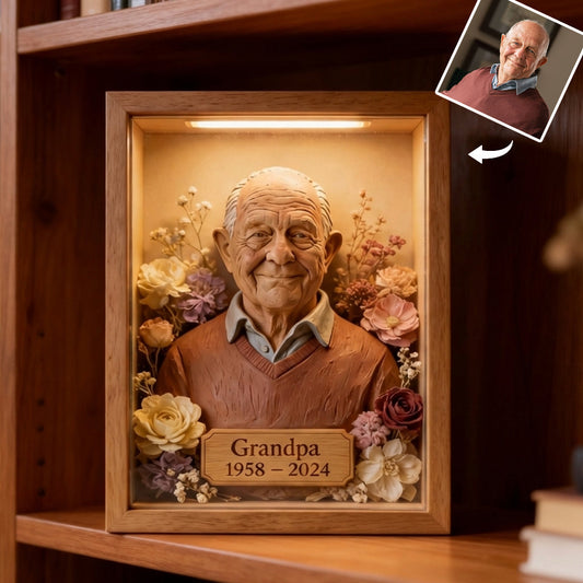 Cadre commémoratif en bois personnalisé avec éclairage LED, à partir de n'importe quelle photo