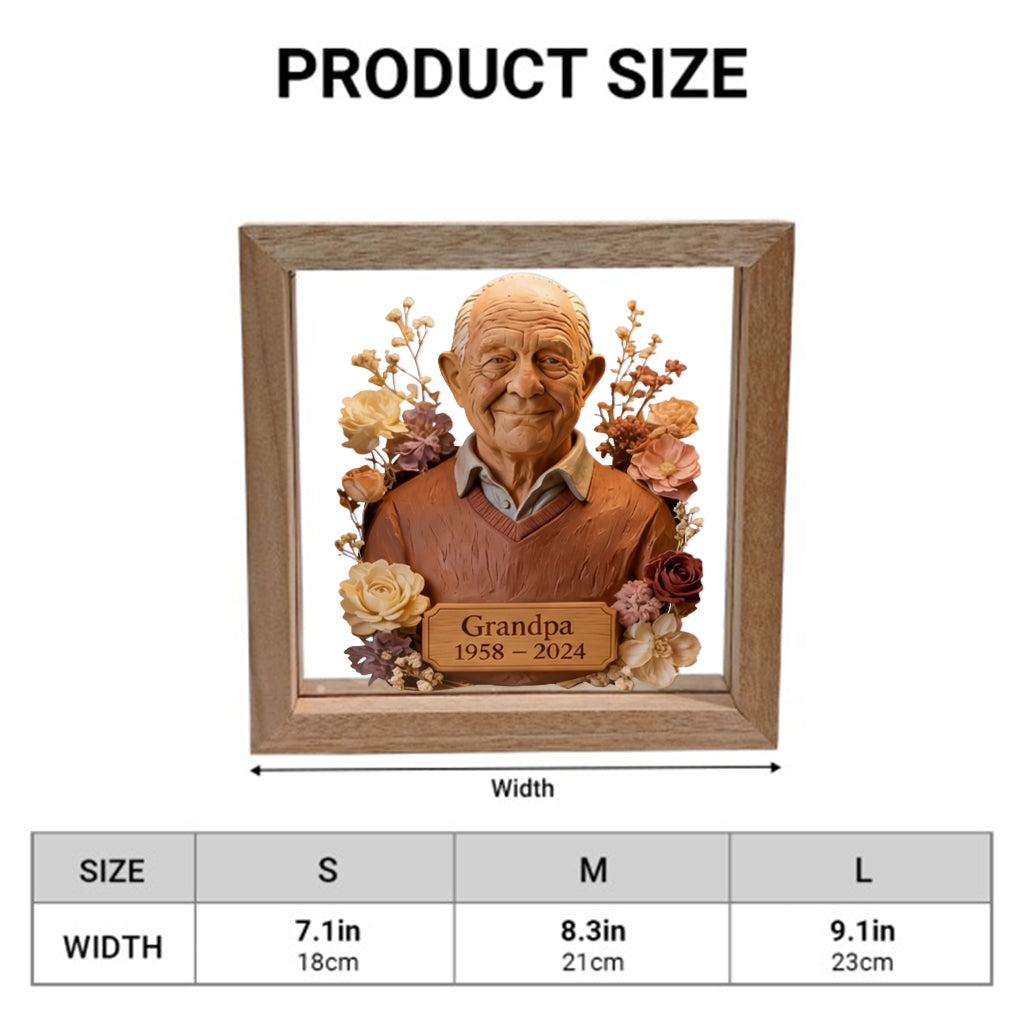 Custom From Any Photo - Personalized Memorial Wooden Frame LED Light