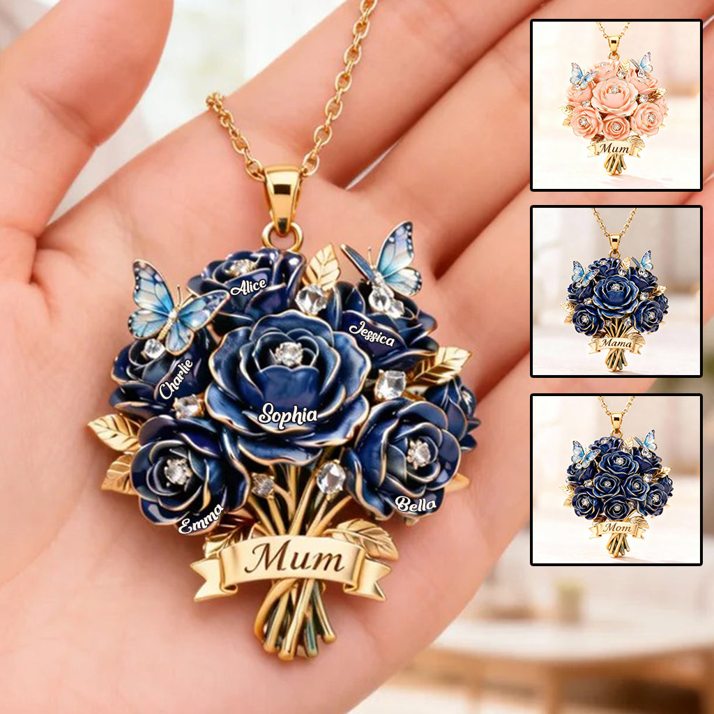 Je t'aime maman - Collier pendentif personnalisé en métal en forme de mère