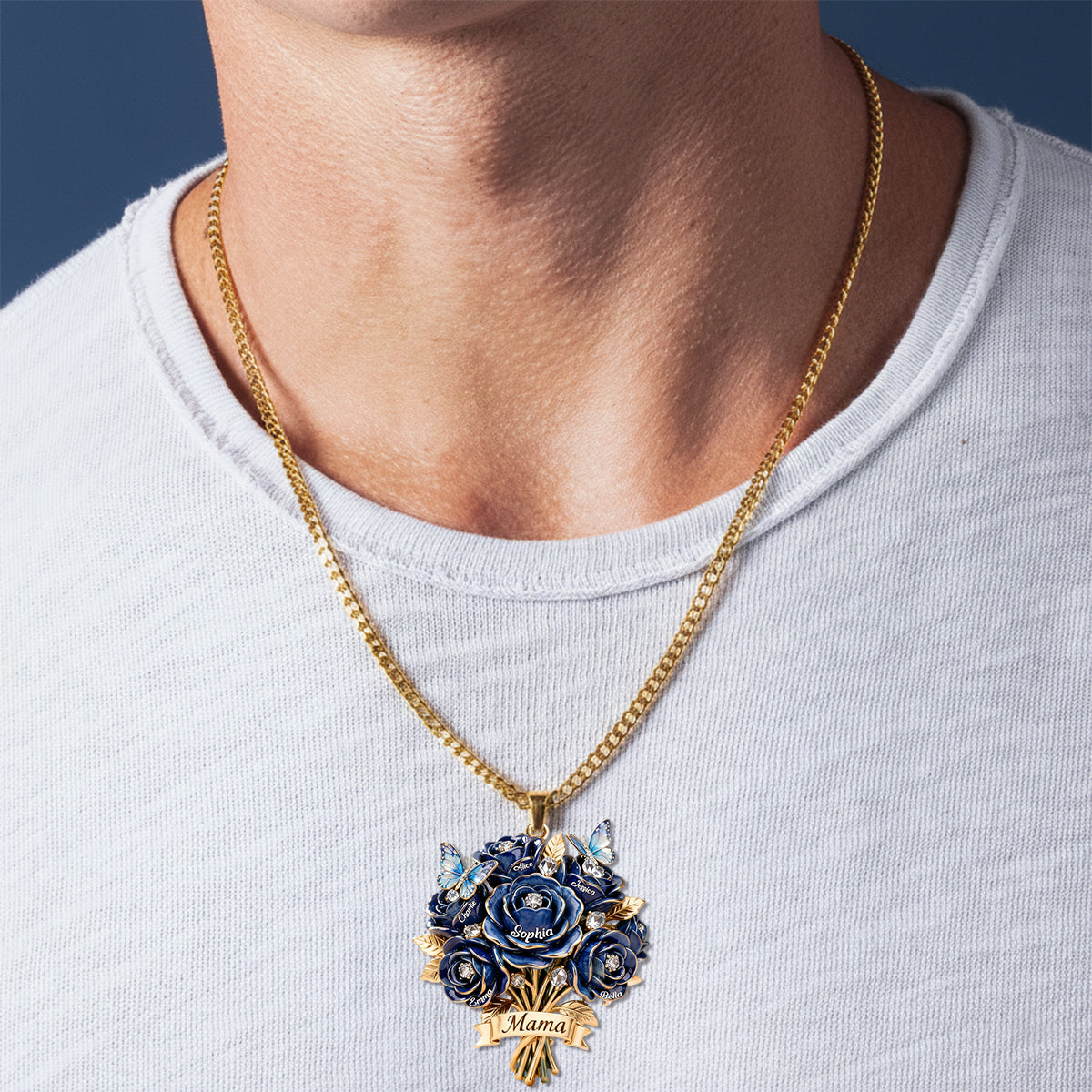 Je t'aime maman - Collier pendentif personnalisé en métal en forme de mère