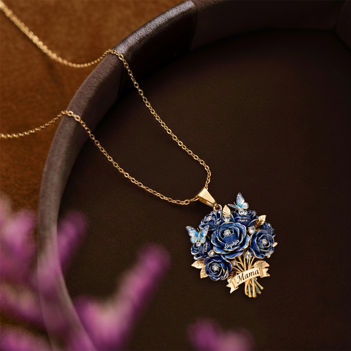 Je t'aime maman - Collier pendentif personnalisé en métal en forme de mère