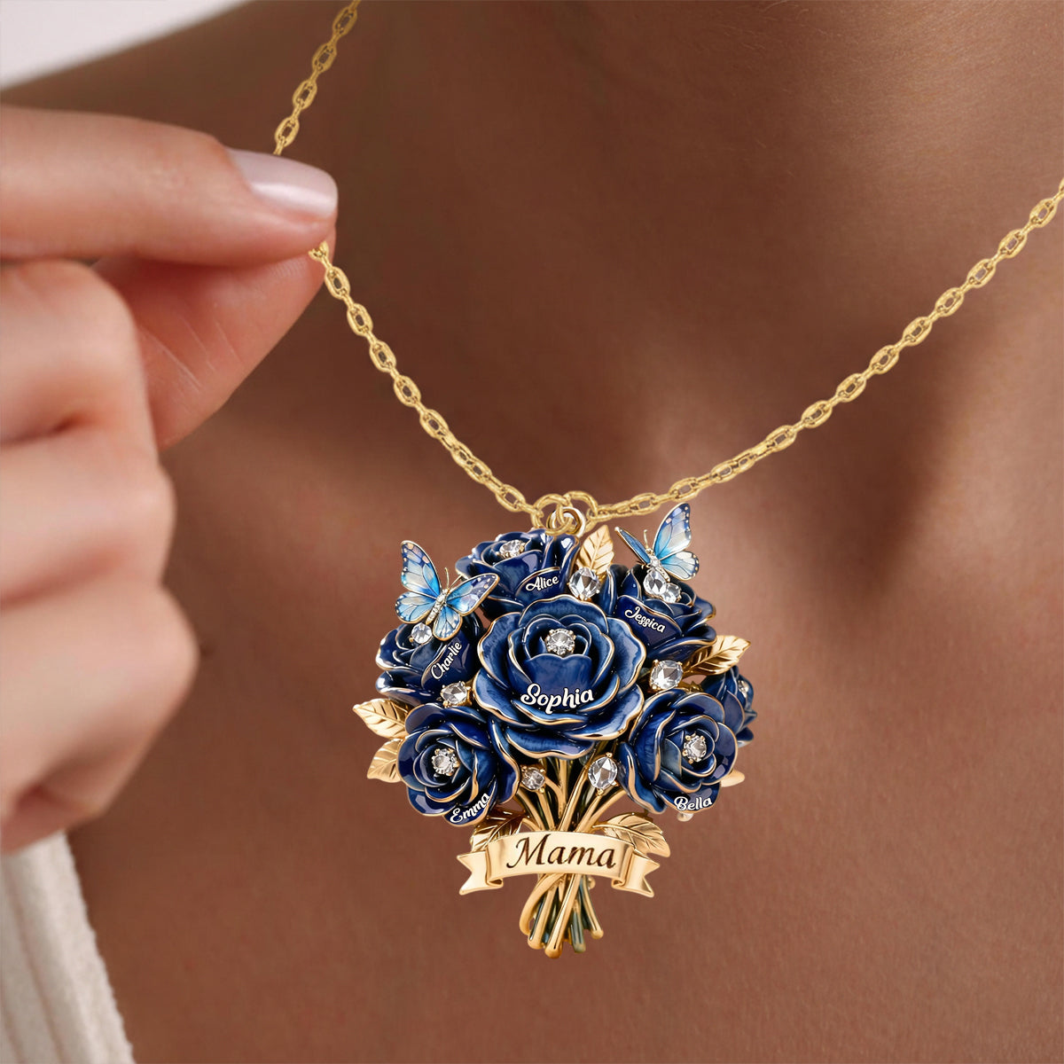 Je t'aime maman - Collier pendentif personnalisé en métal en forme de mère
