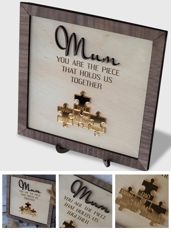 Maman, tu es le pilier de notre couple - Plaque en bois personnalisée avec puzzles
