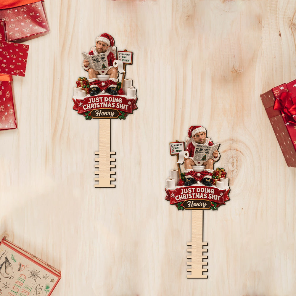 Just Doing Christmas Shit - Personalized Real Men Tree Topper