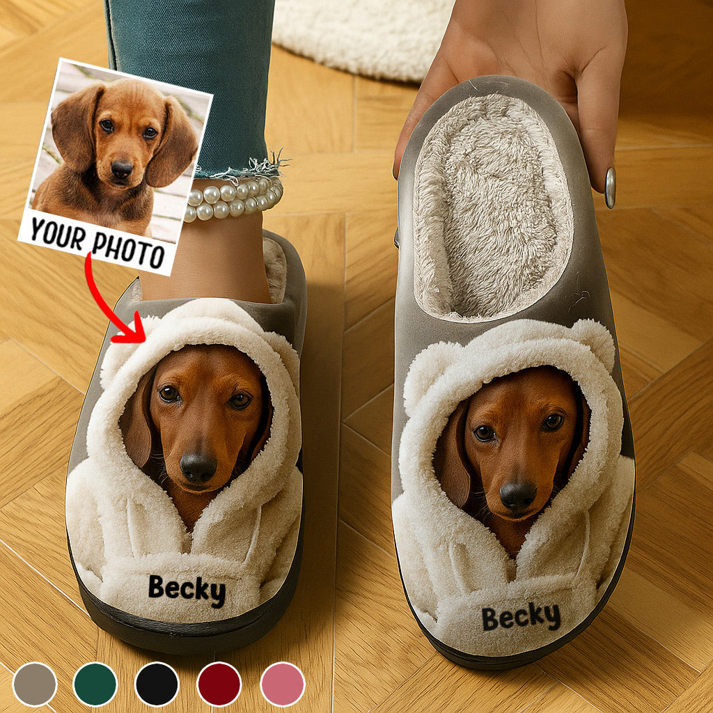 Dog In Winter Hoodie - Personalized Dog Slippers