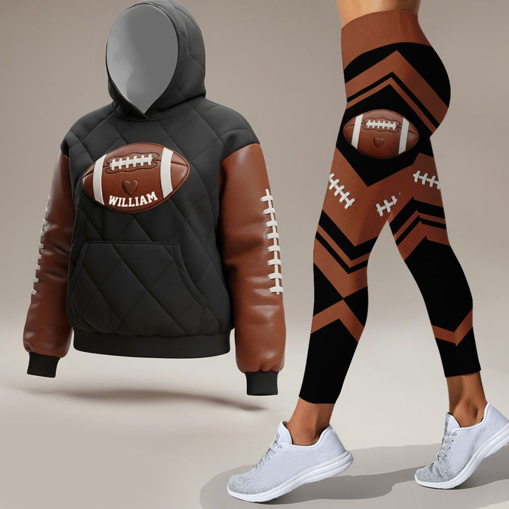 Maman, petite amie, épouse passionnée de football - Sweat à capuche et leggings personnalisés pour les jours de match