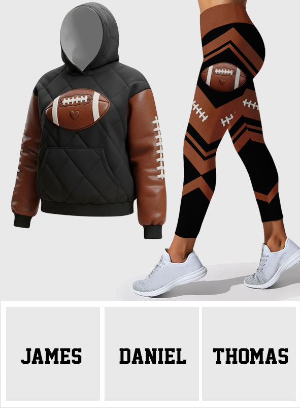 Maman, petite amie, épouse passionnée de football - Sweat à capuche et leggings personnalisés pour les jours de match