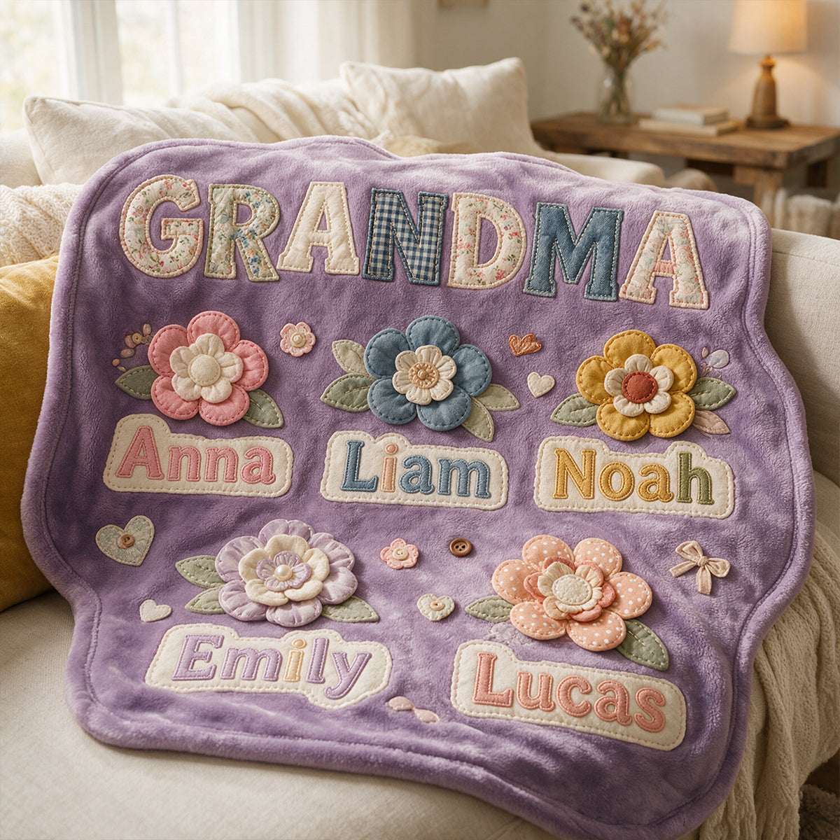 Grandma Mother Garden - Personalized Grandma Shaped Fleece Blanket