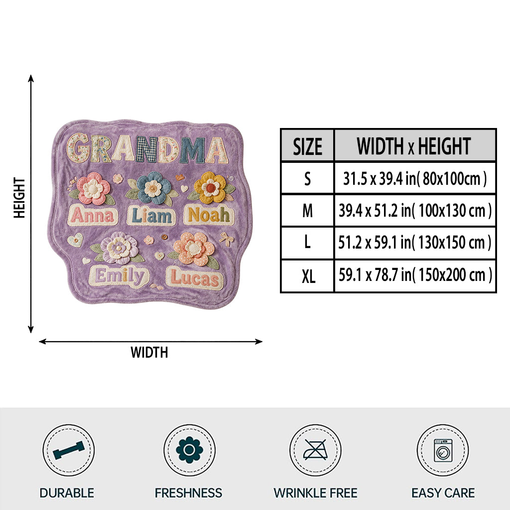 Grandma Mother Garden - Personalized Grandma Shaped Fleece Blanket
