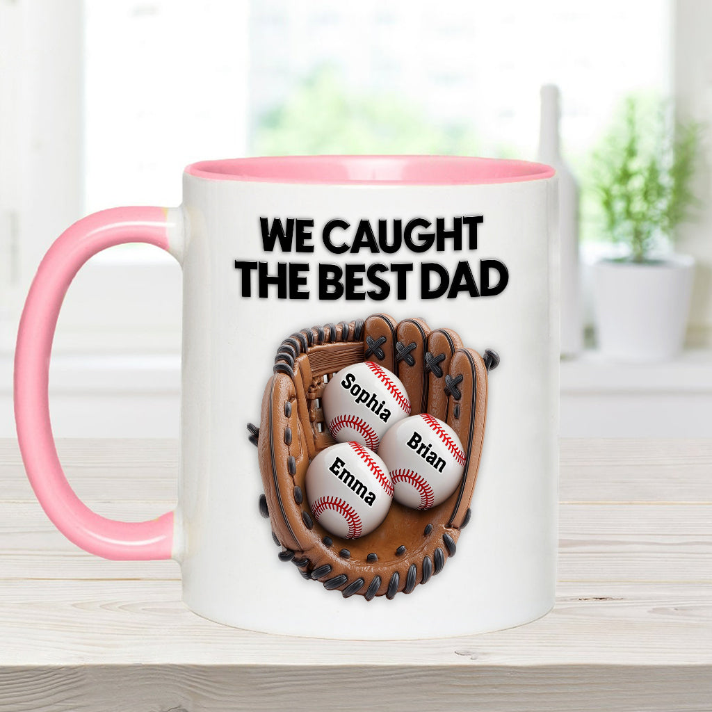We Caught The Best Dad - Personalized Baseball Accent Mug