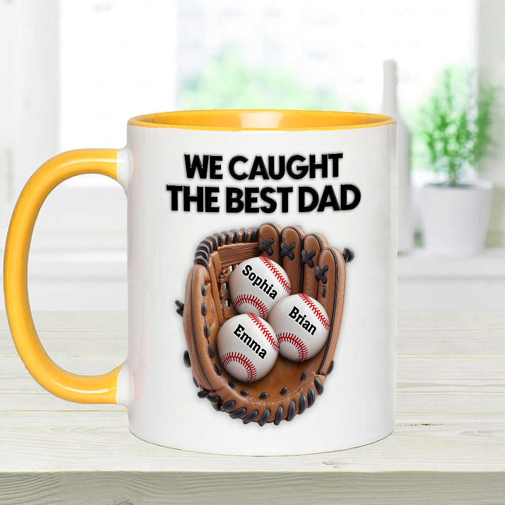 We Caught The Best Dad - Personalized Baseball Accent Mug