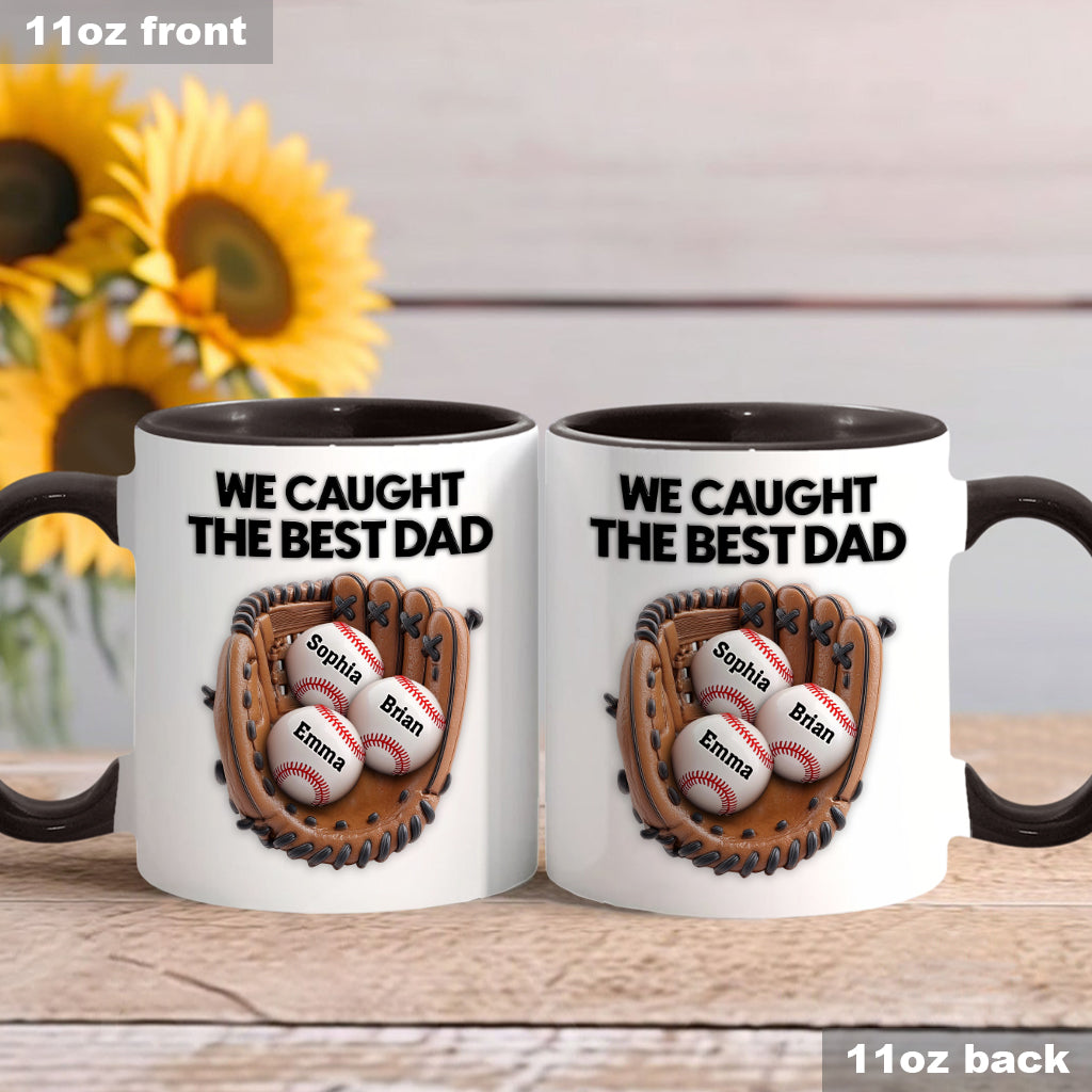 We Caught The Best Dad - Personalized Baseball Accent Mug
