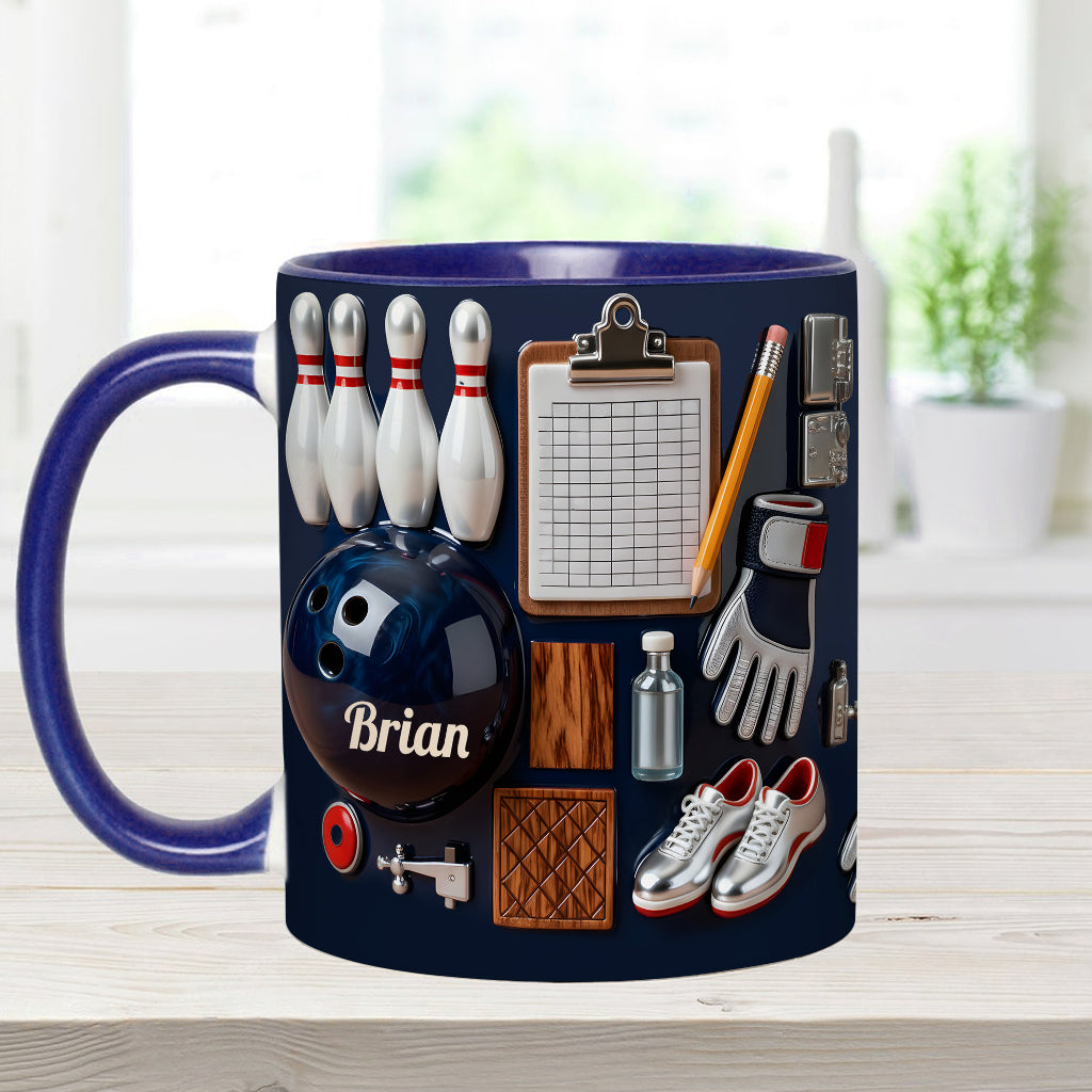 J'adore le bowling - Mug et sous-verre personnalisés sur le thème du bowling