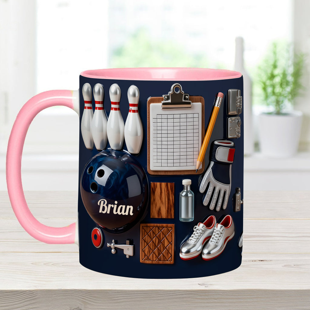 J'adore le bowling - Mug et sous-verre personnalisés sur le thème du bowling