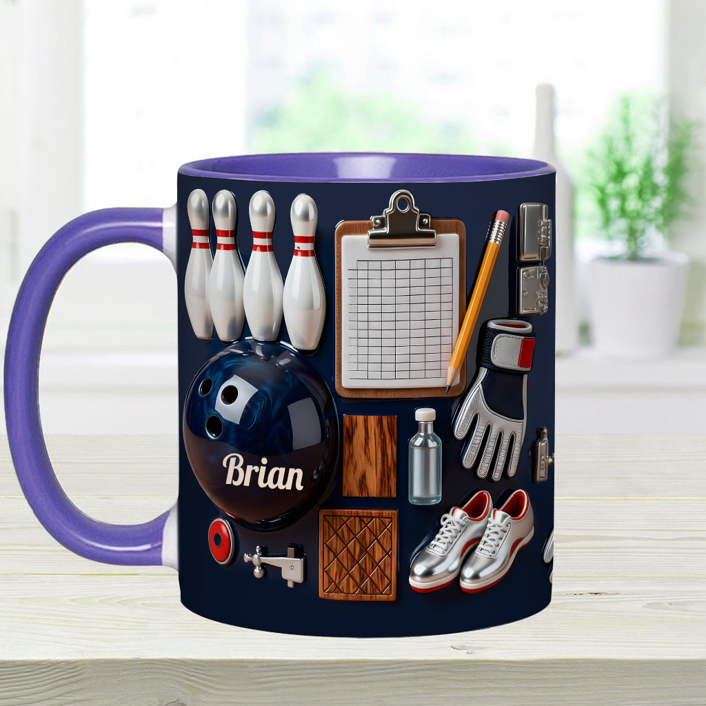 J'adore le bowling - Mug et sous-verre personnalisés sur le thème du bowling
