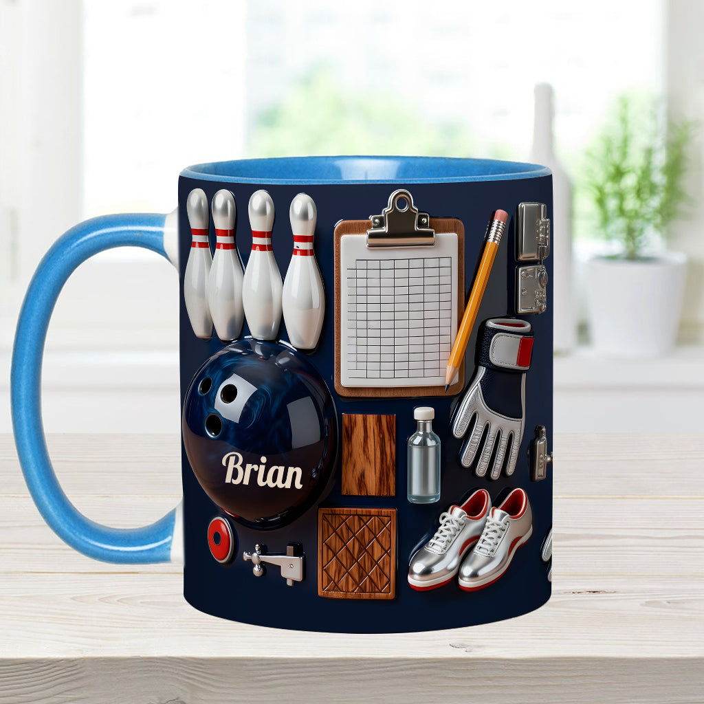 J'adore le bowling - Mug et sous-verre personnalisés sur le thème du bowling