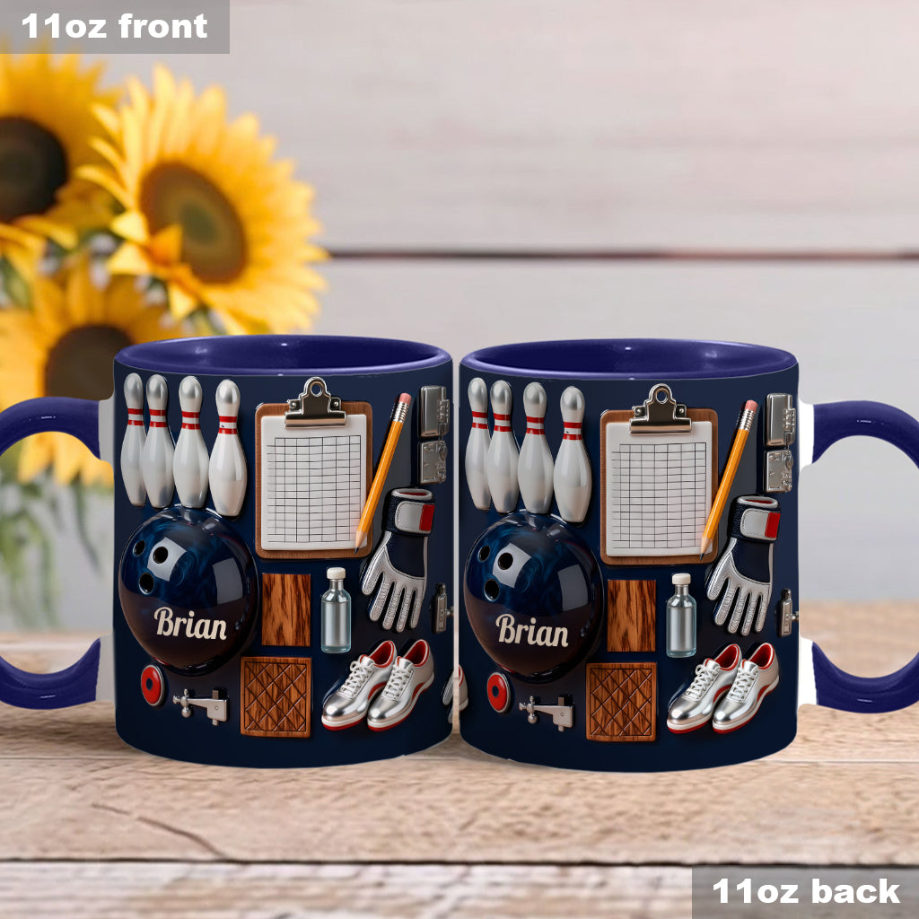 J'adore le bowling - Mug et sous-verre personnalisés sur le thème du bowling