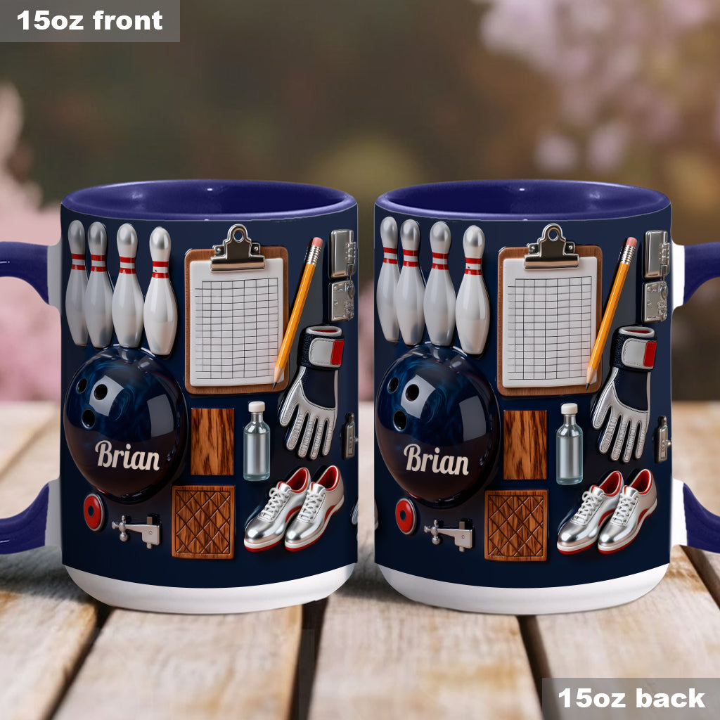 J'adore le bowling - Mug et sous-verre personnalisés sur le thème du bowling