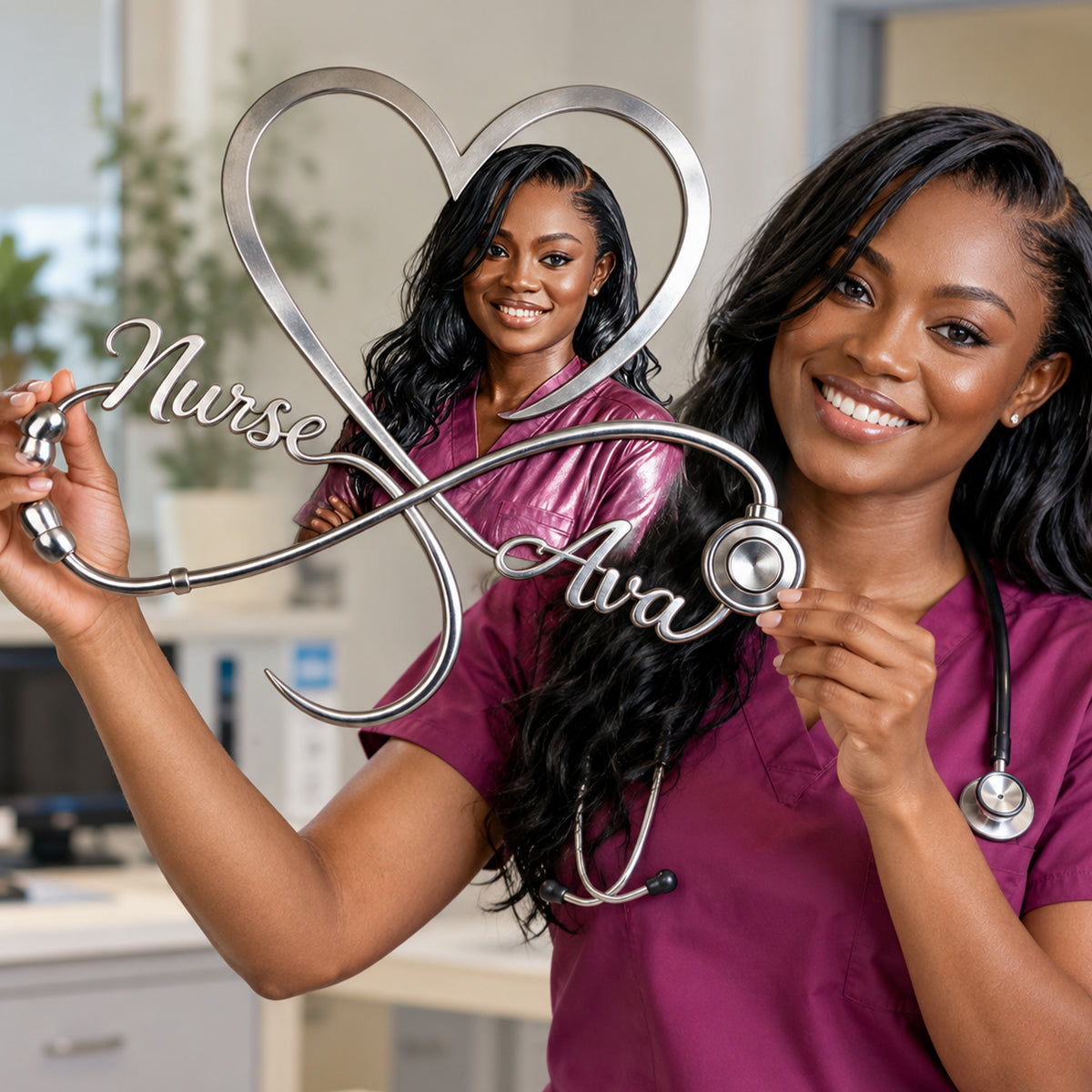 Heart of a Nurse - Personalized Nurse 3D Printed Cut Metal Sign