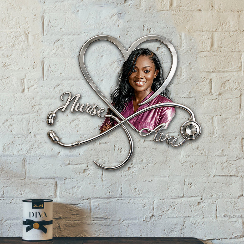 Heart of a Nurse - Personalized Nurse 3D Printed Cut Metal Sign