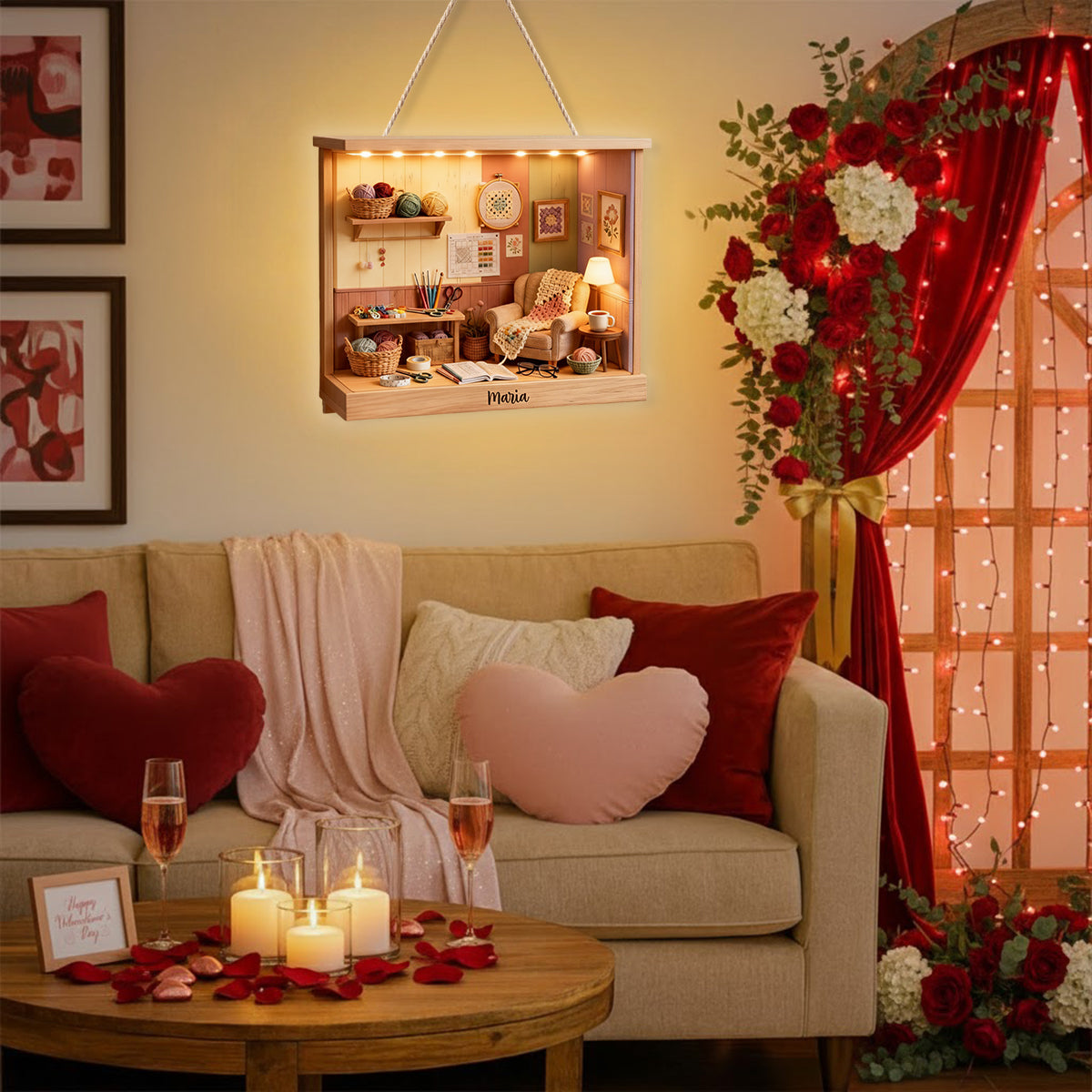 Crochet Room - Panneau lumineux LED personnalisé en acrylique pour le crochet