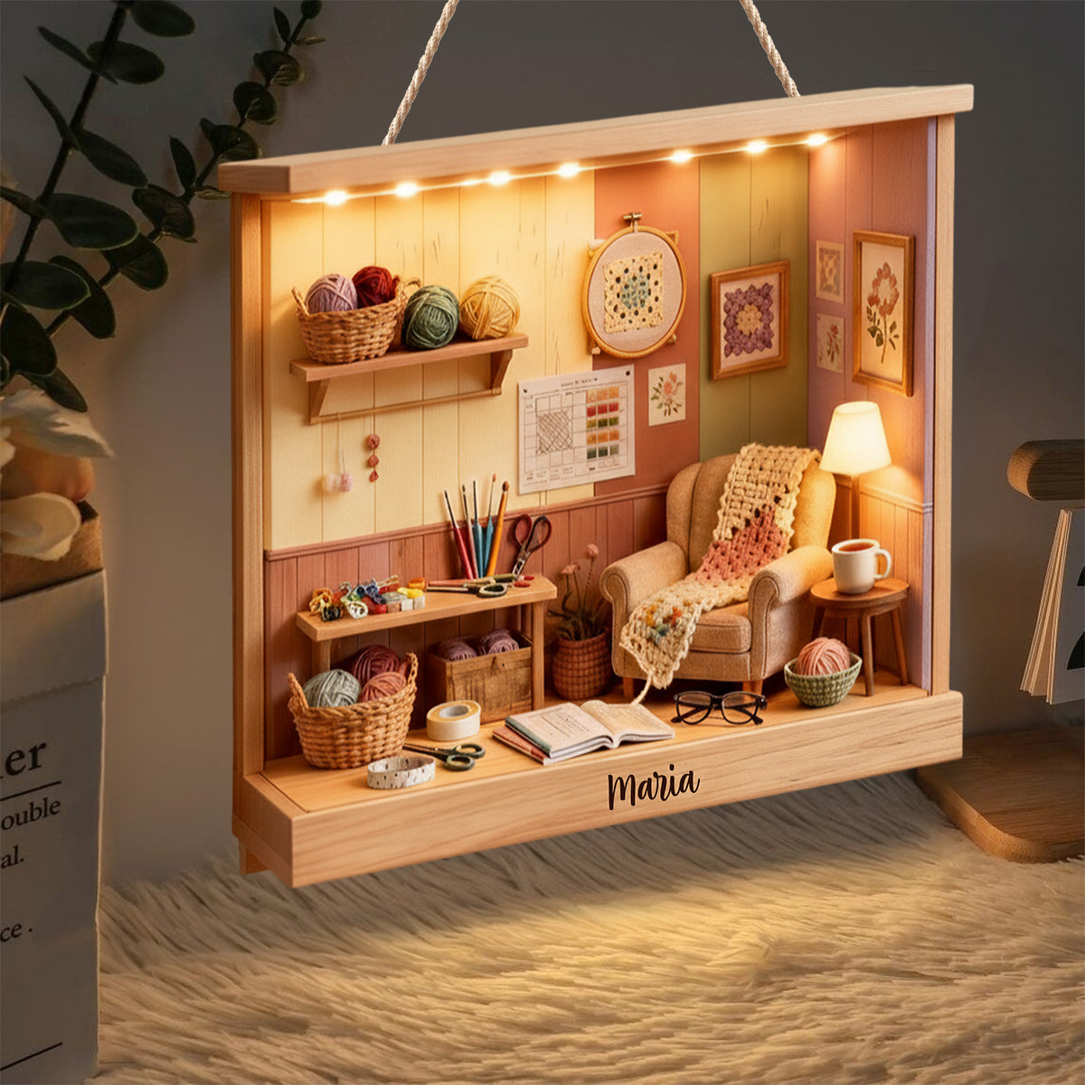 Crochet Room - Panneau lumineux LED personnalisé en acrylique pour le crochet