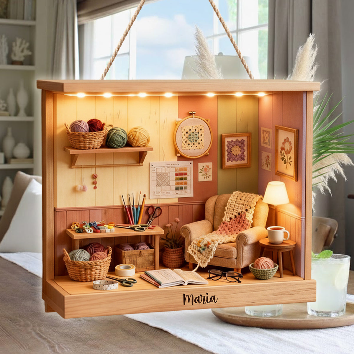 Crochet Room - Panneau lumineux LED personnalisé en acrylique pour le crochet