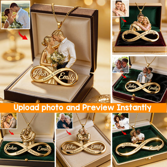 Cadeau pour couple - Collier pendentif en métal personnalisé en forme de couple