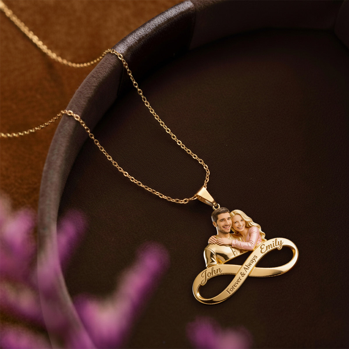 Cadeau pour couple - Collier pendentif en métal personnalisé en forme de couple
