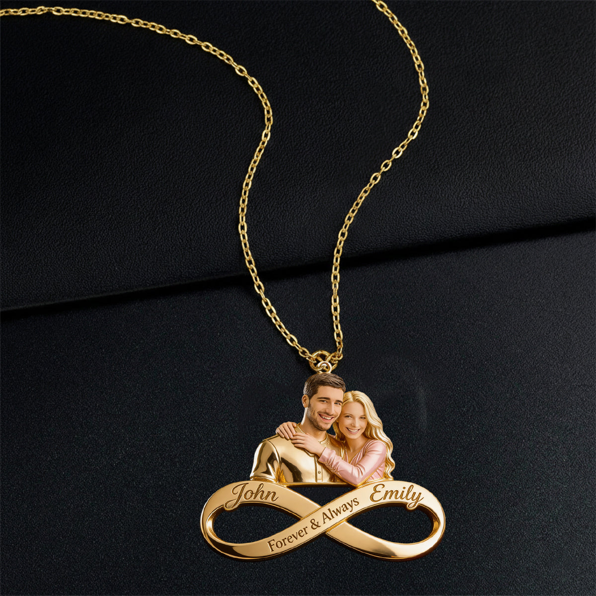 Cadeau pour couple - Collier pendentif en métal personnalisé en forme de couple