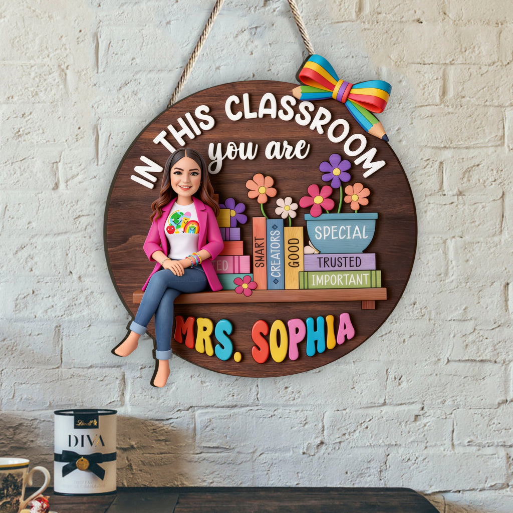 Décor Scolaire - Panneau en Bois Personnalisé pour Enseignant