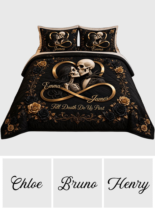 Till Death Do Us Part - Personalized Skull Quilt Set