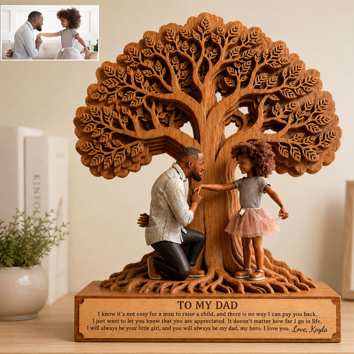 Pour mon père - Plaque en bois personnalisée en forme unique