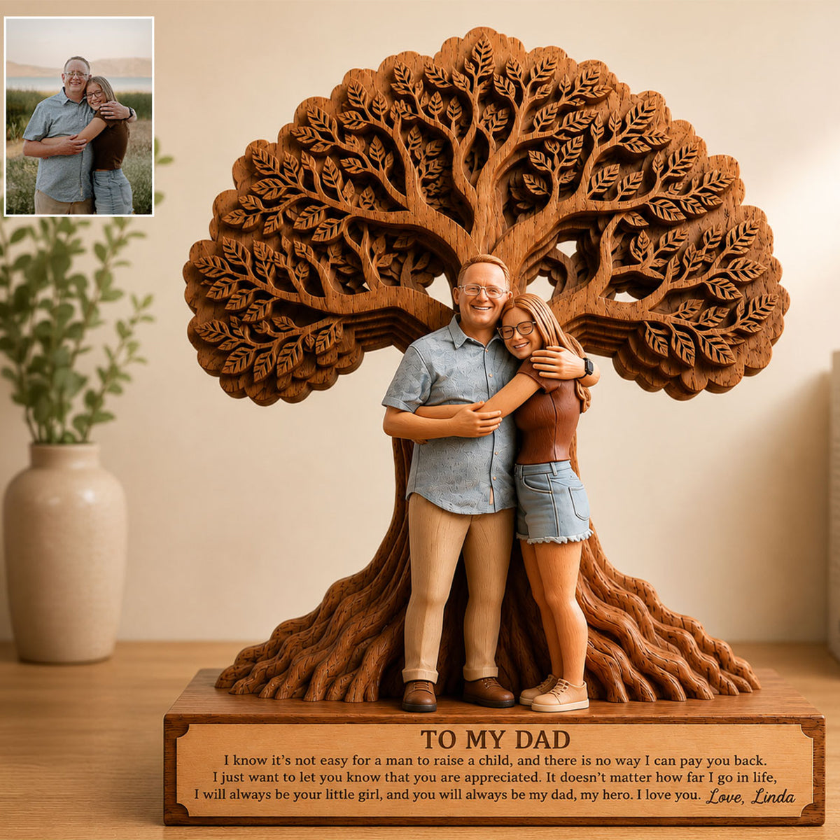 Pour mon père - Plaque en bois personnalisée en forme unique