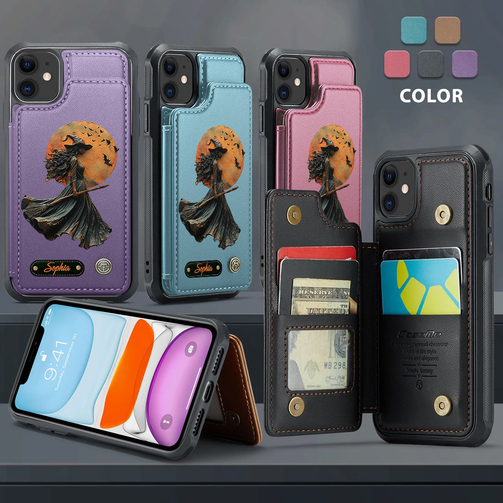 Étui portefeuille de téléphone personnalisé Sorcière Magique