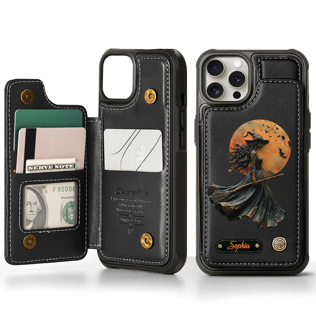 Étui portefeuille de téléphone personnalisé Sorcière Magique