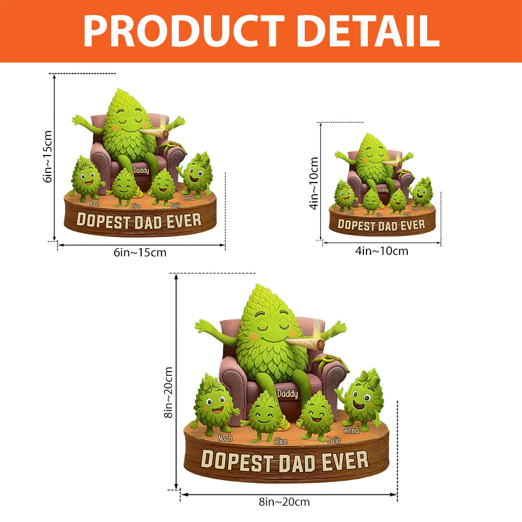 Le papa le plus cool du monde - Plaque acrylique personnalisée en forme de cannabis